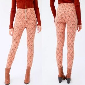 ✨ Urban Outfitters Susie Orange Jacquard High Waisted Front Zip Pants ✨